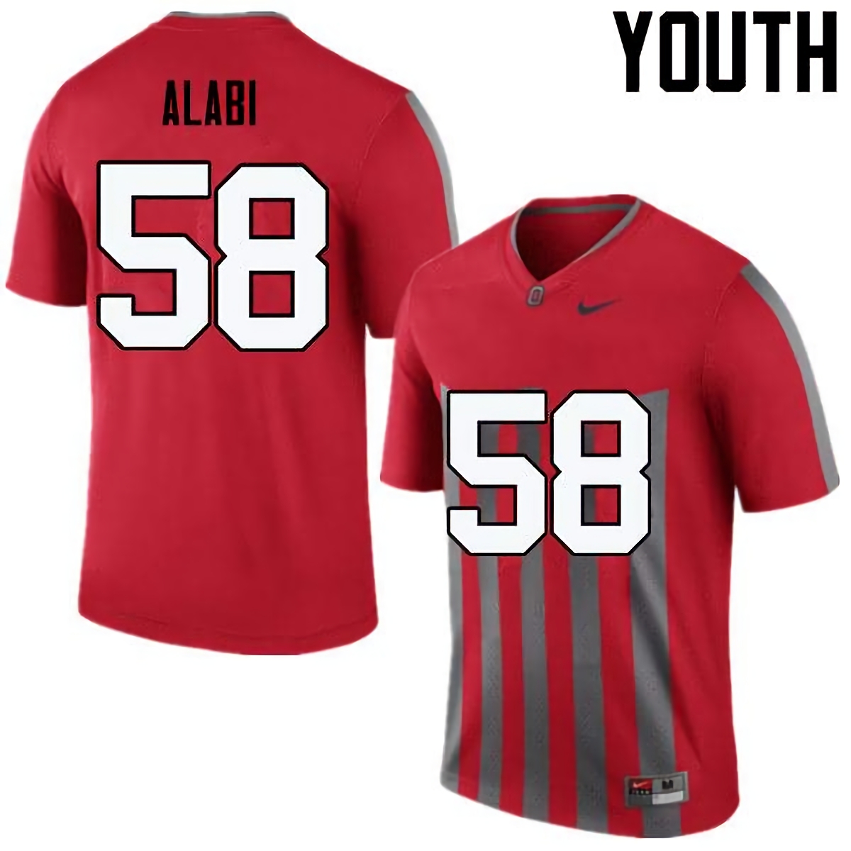 Joshua Alabi Ohio State Buckeyes Youth NCAA #58 Nike Throwback Red College Stitched Football Jersey AGS0456NP